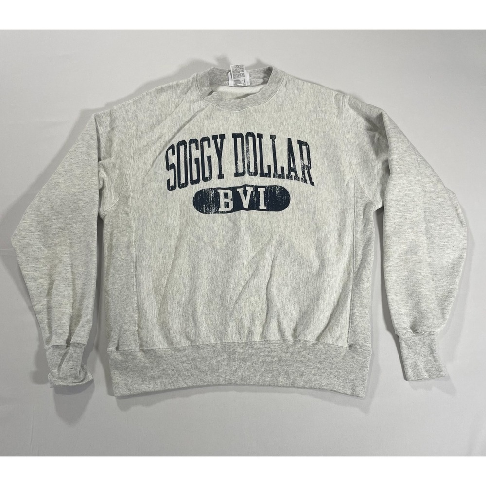 Vtg Soggy Dollar BVI Bar Grey Crewneck Sweatshirt Mens Champion Reverse Weave M